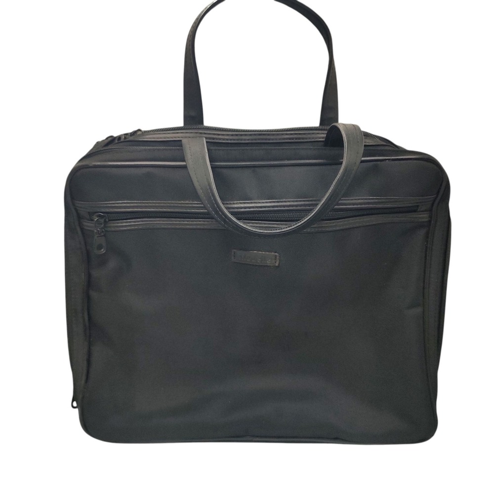 Modella Travel Bag Organizer Makeup Black Canvas Three Sections Multi Pockets